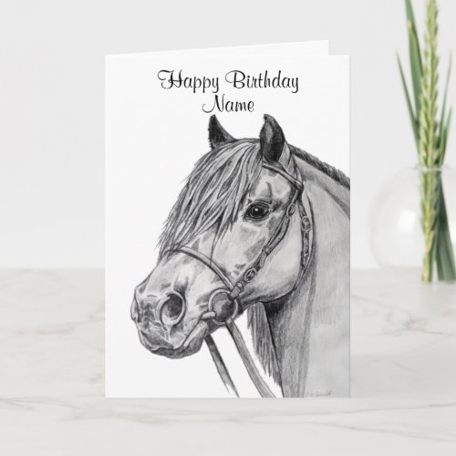 Cute Shetland Pony Pencil Happy Birthday Card