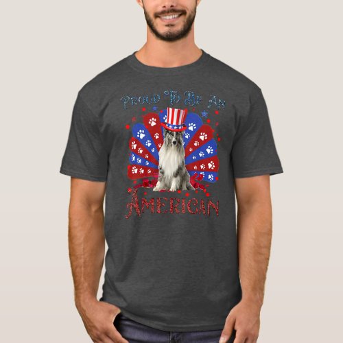 Cute Shetland Sheepdog American Flag Lover Happy T_Shirt