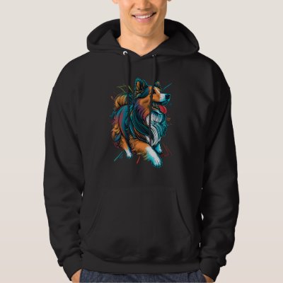 Cute Shetland Sheepdog Dog on Sheltie Hoodie