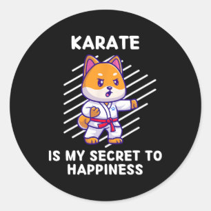 Cute Shi Inu Karate Is My Secret To Happiness Shi  Classic Round Sticker