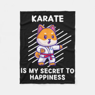 Cute Shi Inu Karate Is My Secret To Happiness Shi  Fleece Blanket
