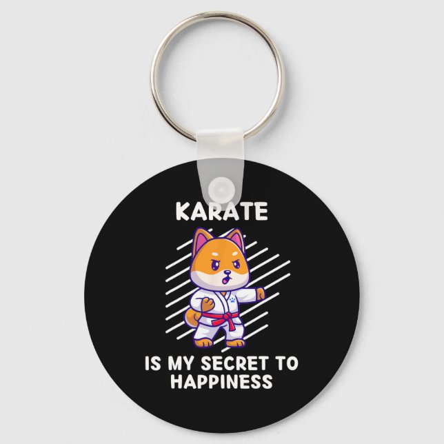 Cute Shi Inu Karate Is My Secret To Happiness Shi  Keychain (Front)