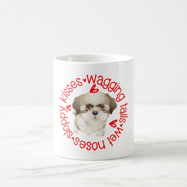 Cute Shi Tzu dog, sloppy kisses Coffee Mug (Center)