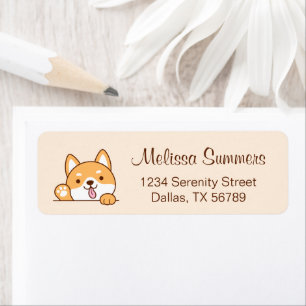 Cute Shiba Inu Corgi Dog Beige Return Address Label