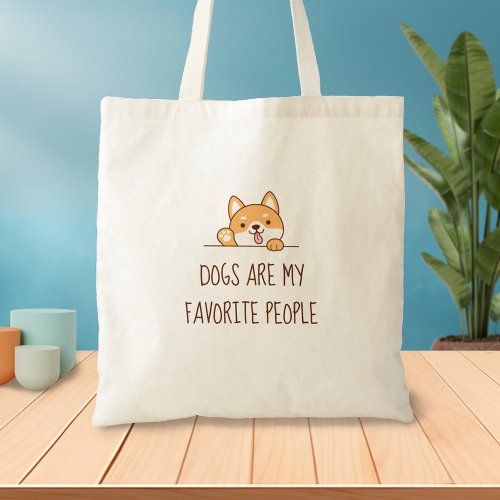 Cute Shiba Inu Corgi Dog Peeking above Quote Tote Bag