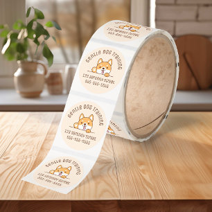 Cute Shiba Inu Corgi Dog Peeking Beige Classic Round Sticker