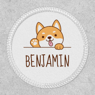 Cute Shiba Inu Corgi Dog Peeking Custom Name 2 Patch