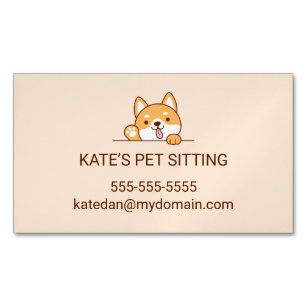 Cute Shiba Inu Corgi Dog Pet Sitting Service Business Card Magnet