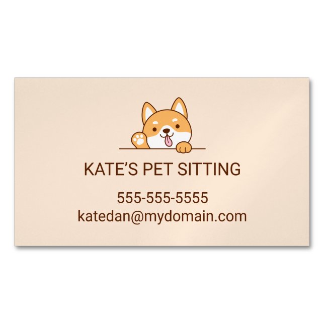 Cute Shiba Inu Corgi Dog Pet Sitting Service Business Card Magnet (Front)