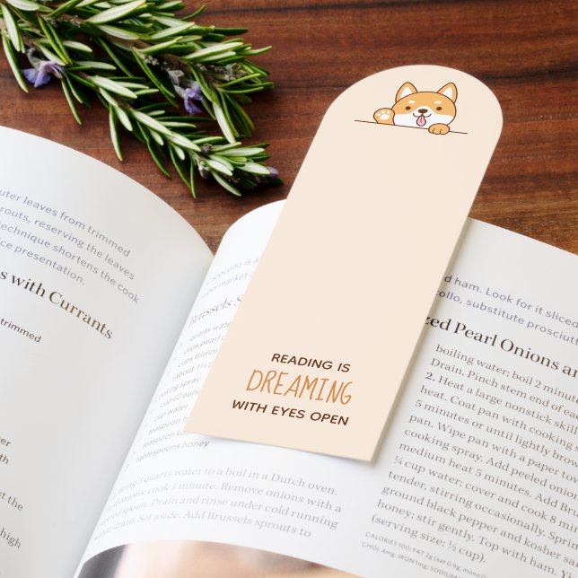 Cute Shiba Inu Corgi Dog Quote Beige Bookmarks (Book)