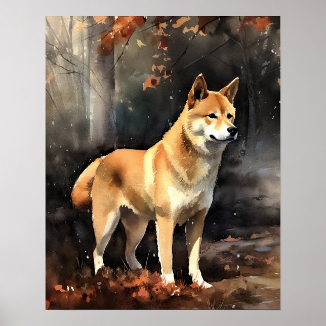Cute Shiba Inu Dog Art Print Poster (Front)