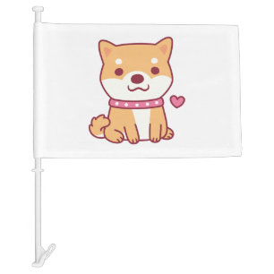 Cute Shiba Inu Dog Car Flag