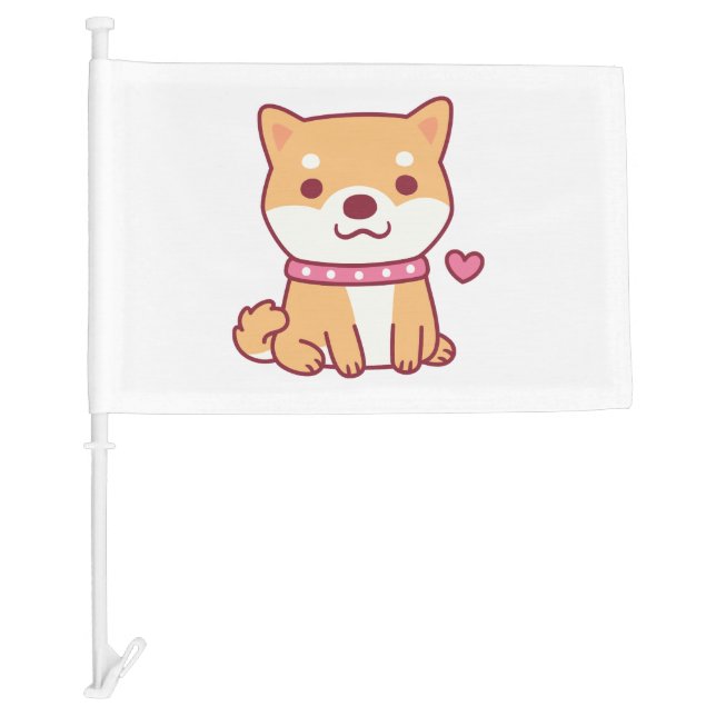 Cute Shiba Inu Dog Car Flag (Front)