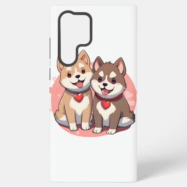 Cute Shiba Inu Dog Couple in Love Samsung Galaxy Case (Back)