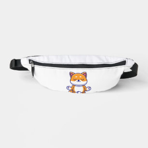 Cute shiba inu dog doing yoga meditation cartoon fanny pack