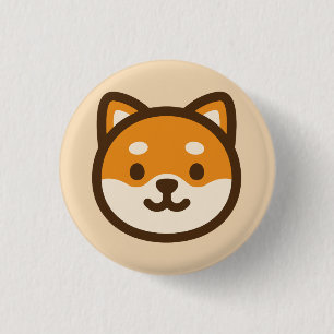 Cute Shiba Inu Dog Face Button