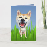 Cute Shiba Inu Dog Greeting Card<br><div class="desc">I'm a huge animal lover and advocating for them and creating art/cartoons is my passion. If you'd like YOUR dog drawn in this cartoon fashion to put on Zazzle products of your choice, please message me via Zazzle, or email me at julieartwork4@gmail.com and I'd be happy to do that for...</div>