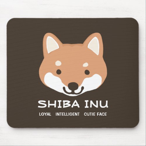 Cute Shiba Inu Dog  Loyal Intelligent Cutie Face Mouse Pad