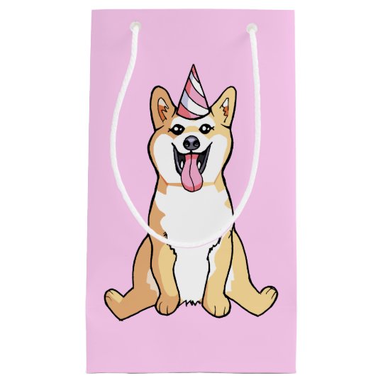 Cute Shiba Inu Dog Party Hat Drawing Gift Bag