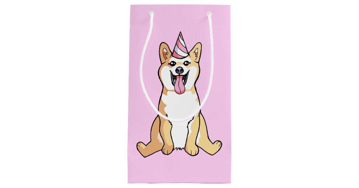 Cute Shiba Inu Dog Party Hat Drawing Gift Bag | Zazzle.com