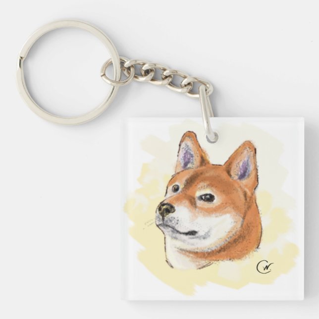 Cute Shiba Inu Dog Portrait Keychain (Front)