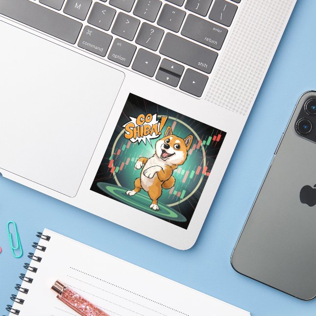 Cute Shiba Inu Dog Sticker (Laptop w/ iPhone)
