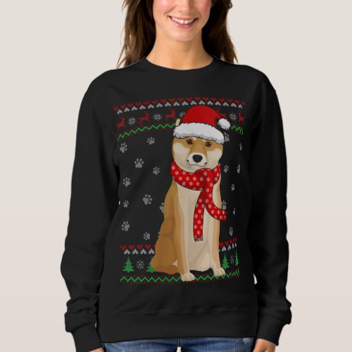 Cute Shiba Inu Dog Ugly Christmas Sweater Santa Ha