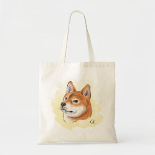 Cute Shiba Inu Dog Watercolor Dog Tote Bag