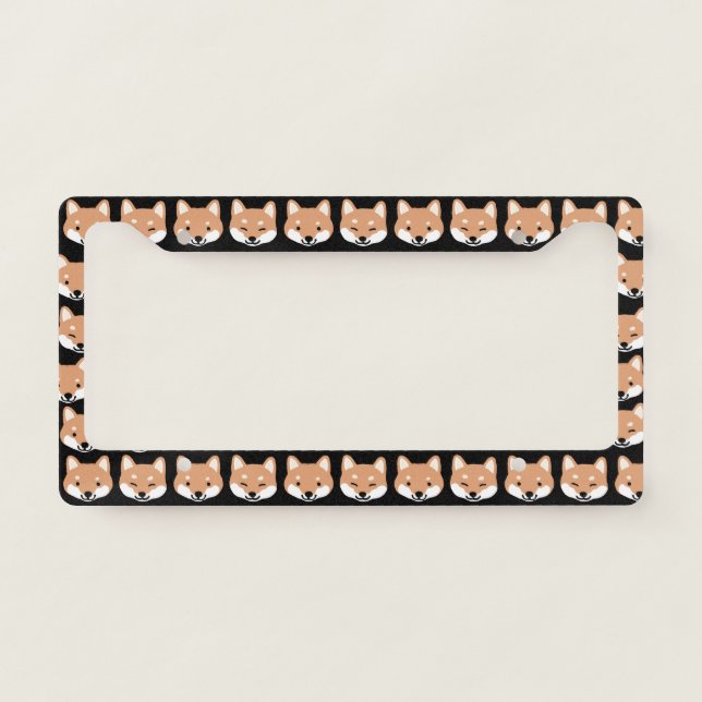 Cute Shiba Inu Faces | Kawaii Dogs License Plate Frame (Front)