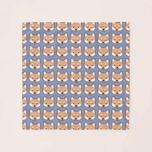 Cute Shiba Inu Faces Pattern Scarf (Front)