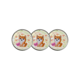Cute Shiba Inu Hearts   For Dog Lover Golf Ball Marker