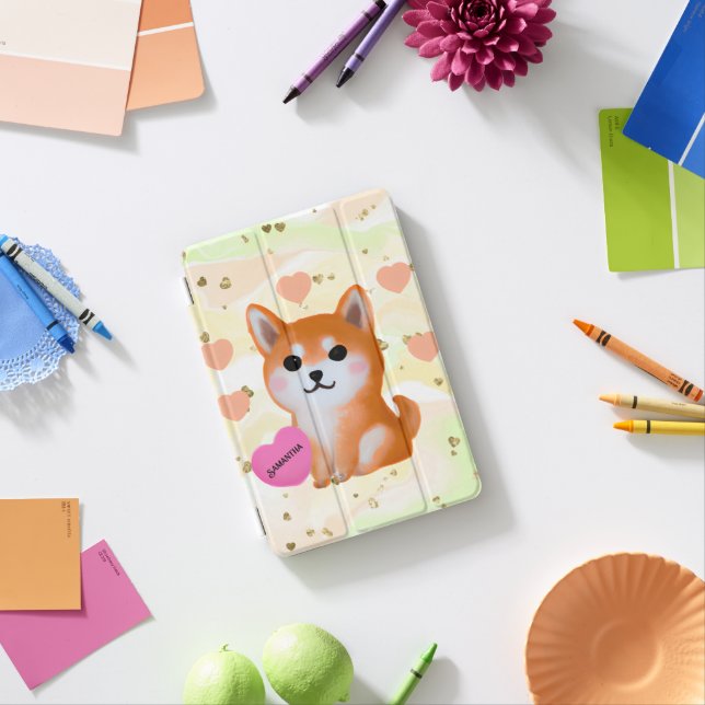Cute Shiba Inu Hearts | For Dog Lover iPad Mini Cover (In Situ)