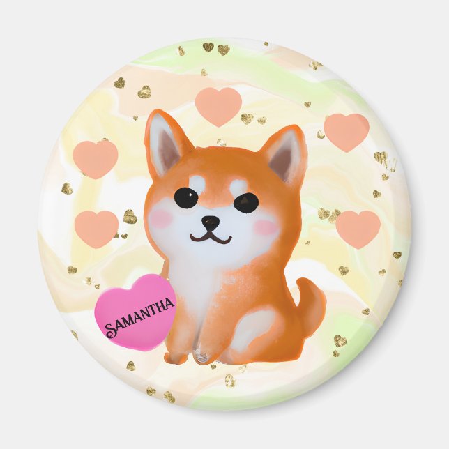 Cute Shiba Inu Hearts | For Dog Lover Magnet (Front)
