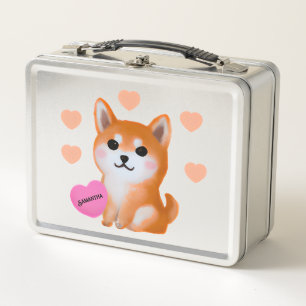 Cute Shiba Inu Hearts For Dog Lover Metal Lunch Box