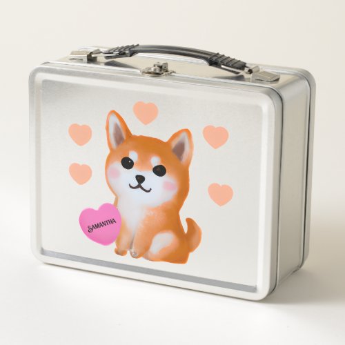 Cute Shiba Inu Hearts  For Dog Lover Metal Lunch Box