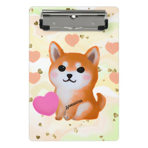 Cute Shiba Inu Hearts  For Dog Lover Mini Clipboard