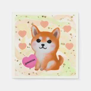Cute Shiba Inu Hearts   For Dog Lover Napkins