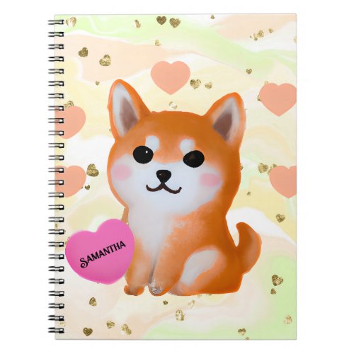 Cute Shiba Inu Hearts  For Dog Lover Notebook