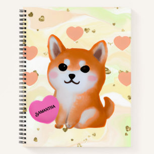 Cute Shiba Inu Hearts For Dog Lover Notebook