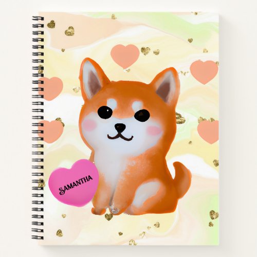 Cute Shiba Inu Hearts  For Dog Lover Notebook