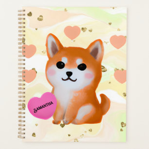 Cute Shiba Inu Hearts For Dog Lover Planner