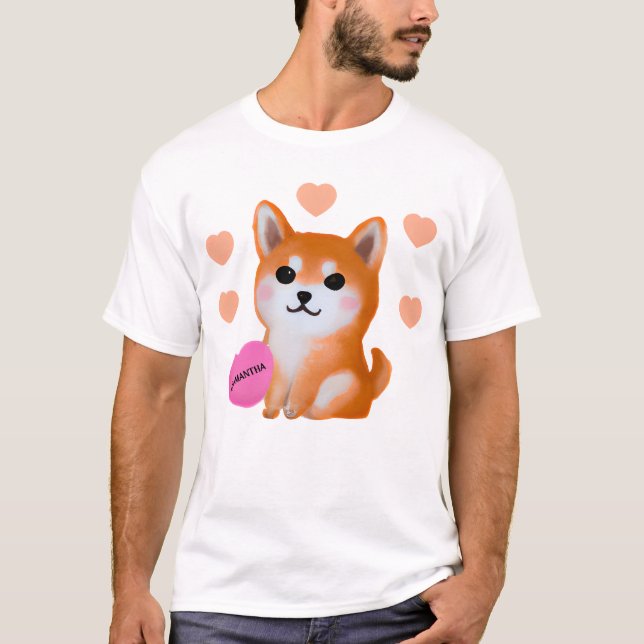 Cute Shiba Inu Hearts | For Dog Lover T-Shirt (Front)