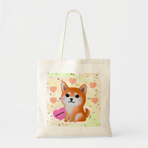 Cute Shiba Inu Hearts  For Dog Lover Tote Bag