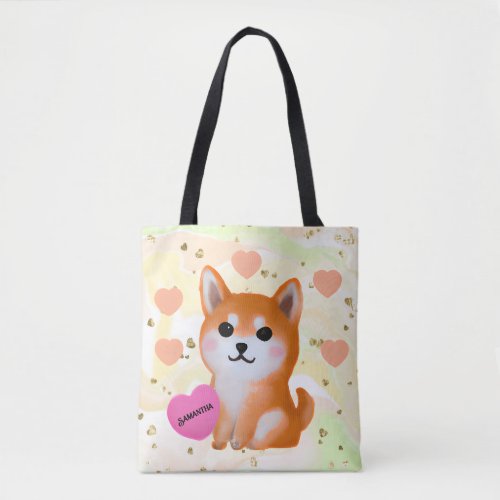 Cute Shiba Inu Hearts  For Dog Lover Tote Bag