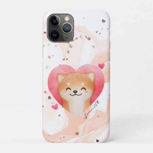 Cute Shiba Inu in a Heart iPhone 11 Pro Case