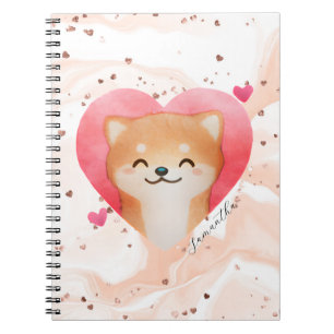 Cute Shiba Inu in a Heart Notebook