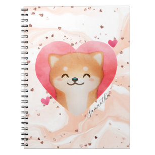 Cute Shiba Inu in a Heart Notebook