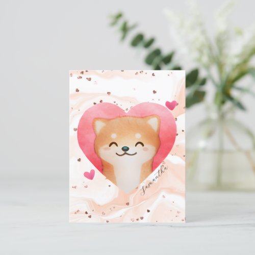 Cute Shiba Inu in a Heart Postcard