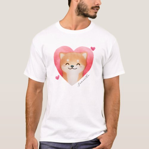 Cute Shiba Inu in a Heart T_Shirt