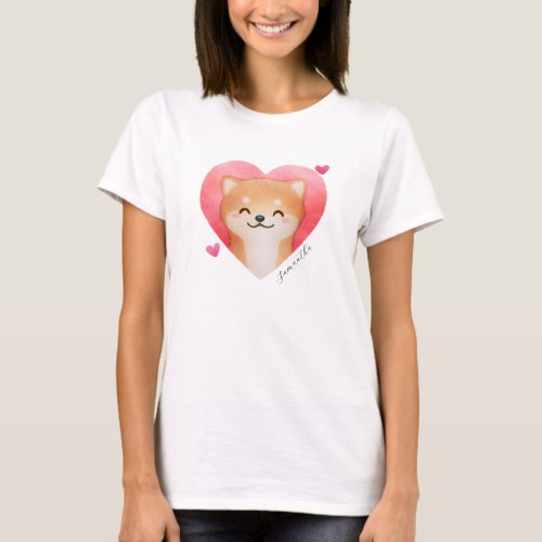 Cute Shiba Inu in a Heart T_Shirt